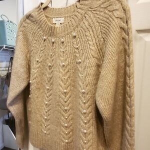 Women's Beige Cable Knit Sweater